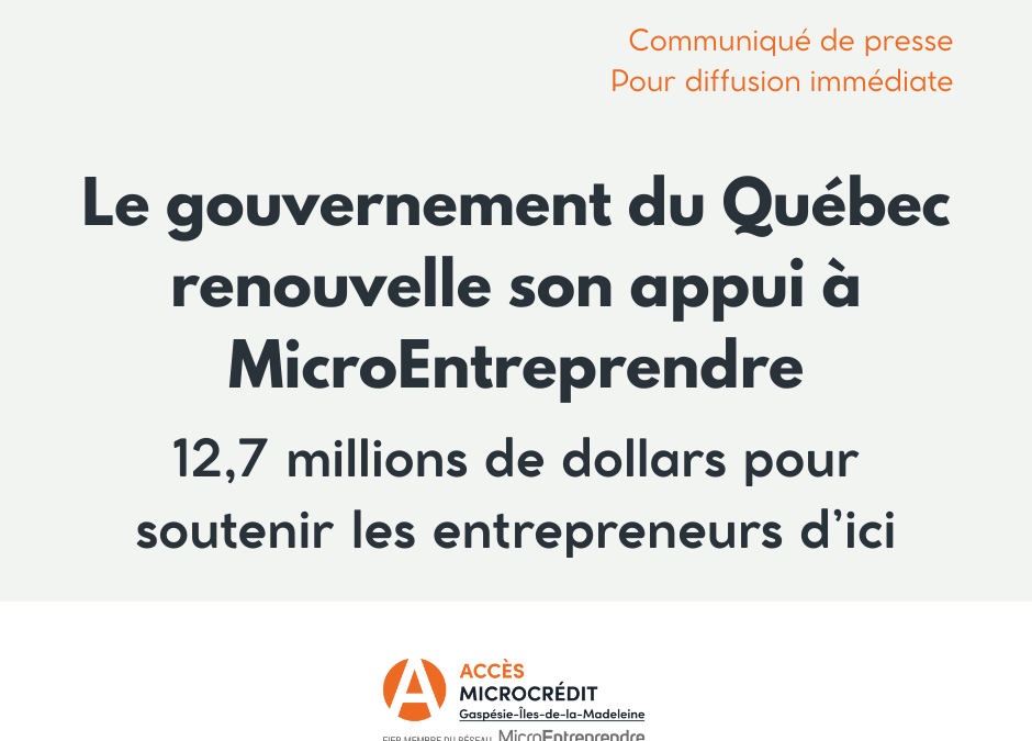 The Quebec government renews its support for MicroEntreprendre